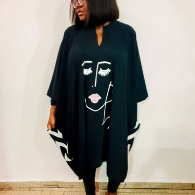 The Black Abstract Face Hand Painted Dashiki