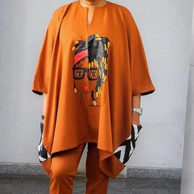 The Burnt Orange Hand Painted Dashiki Set