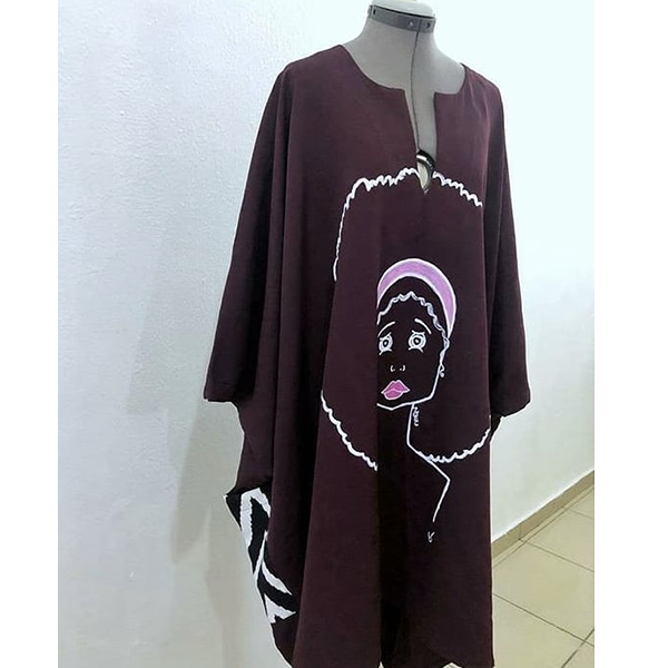 The Plum Afro Hand Painted Dashiki