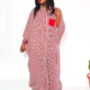 The Red And White Striped Boubou Shirt Dress - Image 2