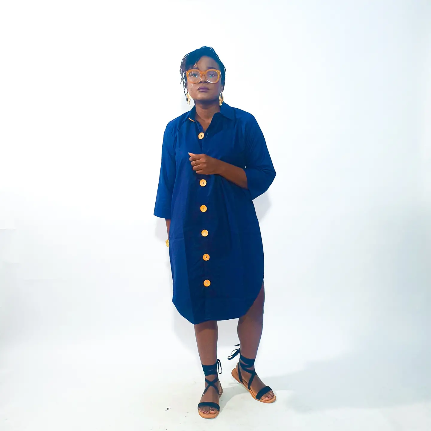 Navy blue shirt dress