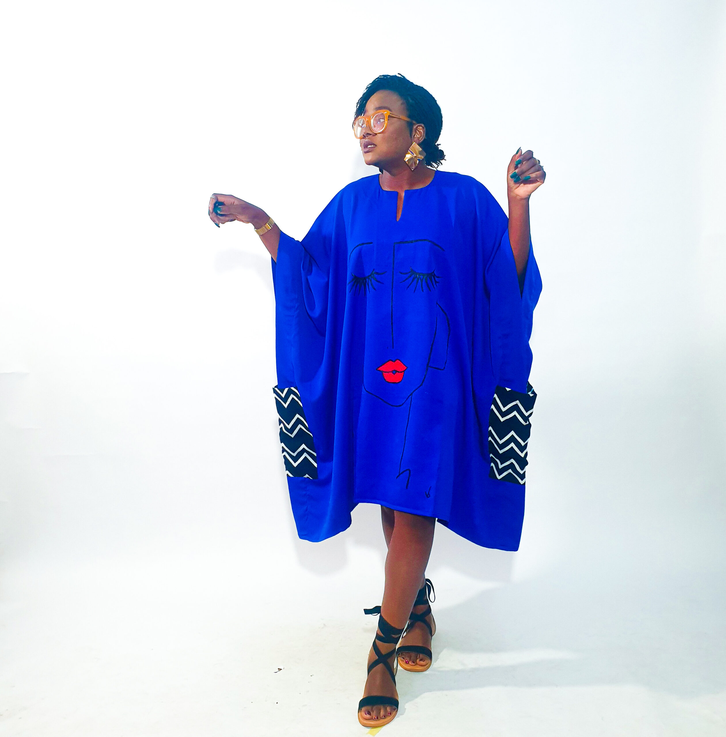The Blue Abstract Face Dashiki