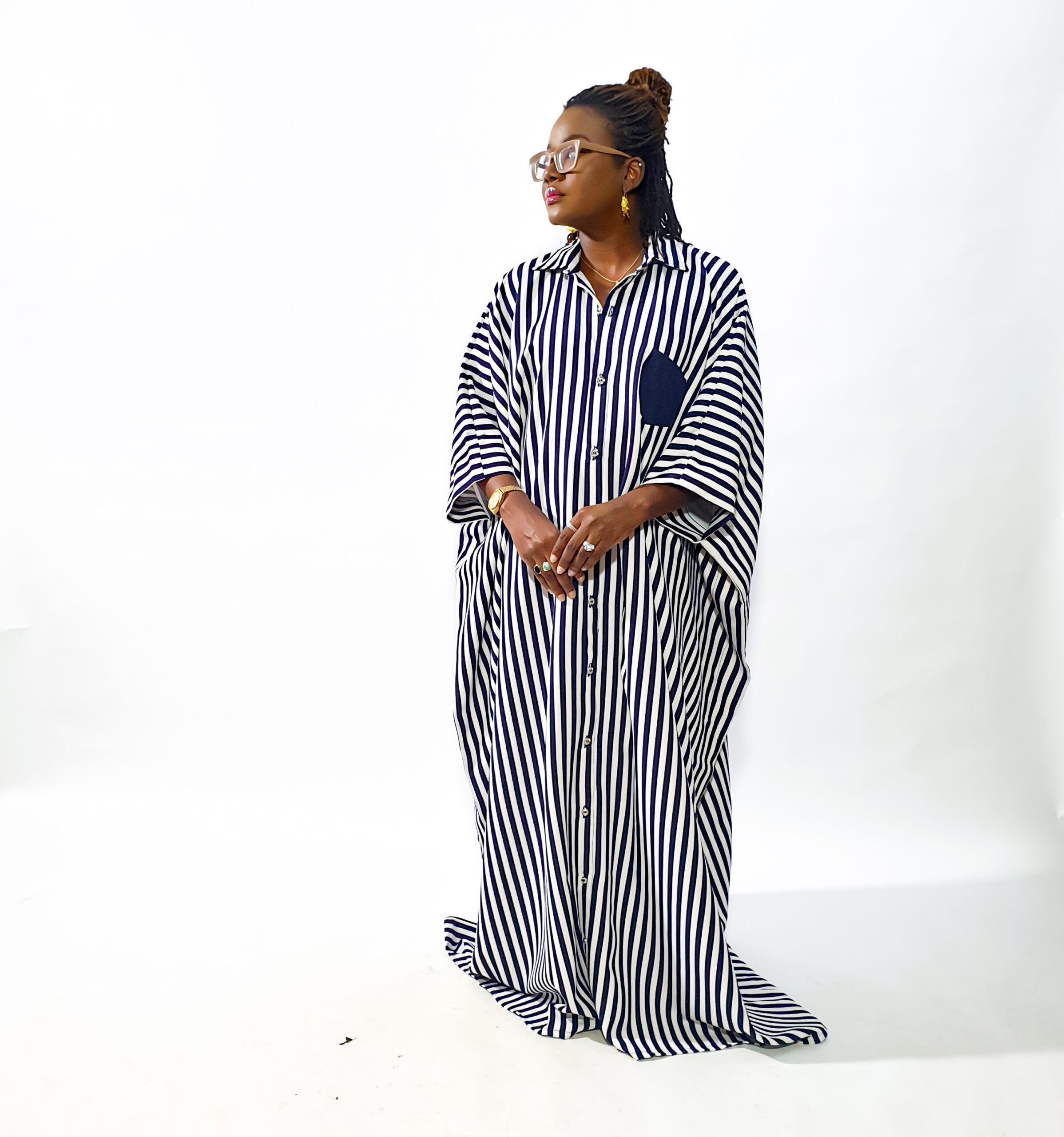The Black And White Striped Boubou Shirt Dress