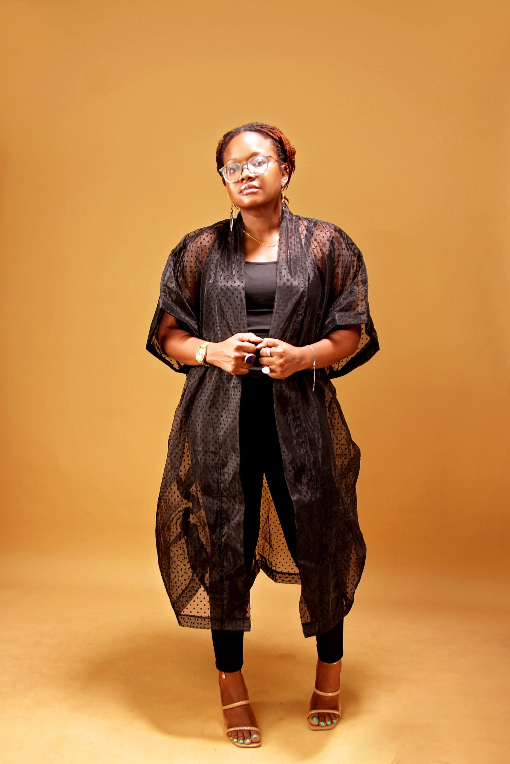 The Black Organdy short kimono
