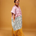 The Wine and Green Batik Fringe boubou - Image 2