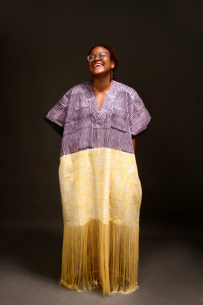 The Purple and Yellow Batik Fringe boubou