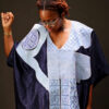 The Blue stoned embroidered brocade boubou