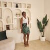 The Green Brocade Fringe Short Skirt - Image 2
