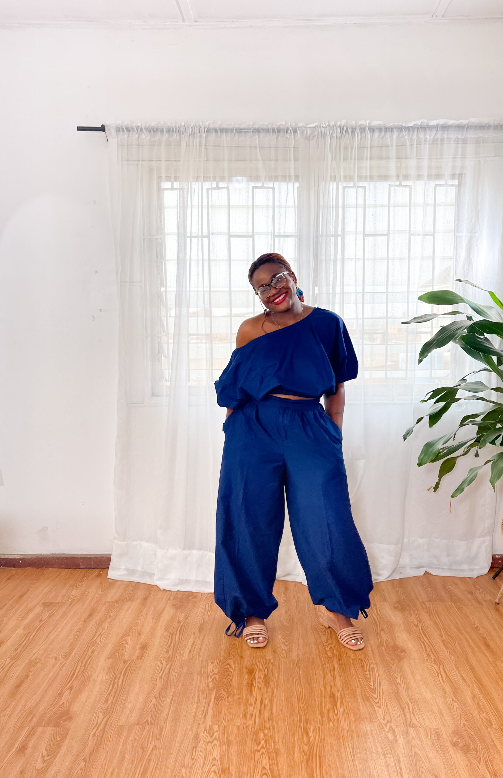 Navy Bubble Pant Set
